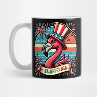 4th of July celebration funny flamingo girls women Mug